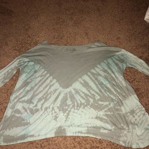 Free people Grey and turquoise tie dye flowy top